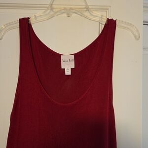 Kate Hill Deep Red Sleeveless Midi Dress